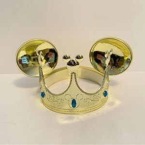 Disney Mickey Mouse Gold Plastic Jeweled Crown With Ears